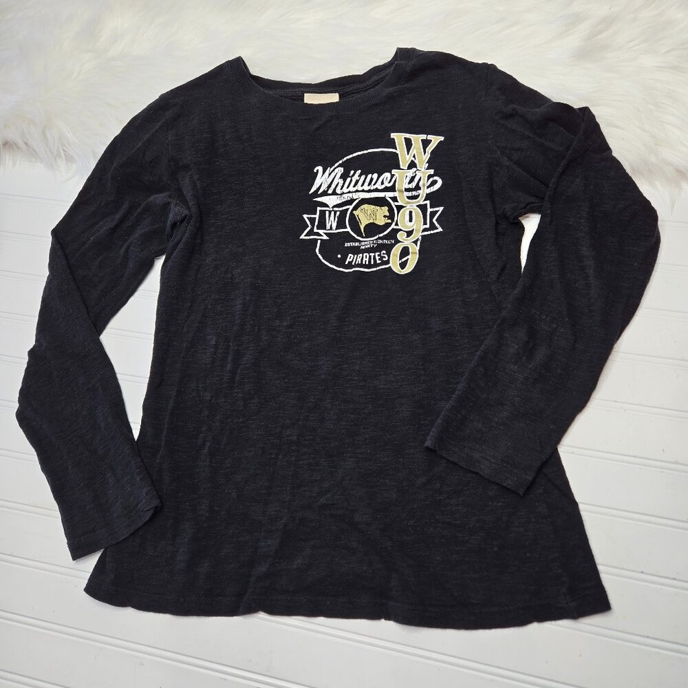Vintage Oarsman Whitworth Pirates Black Long Sleeve Shirt Women's XL 100% Cotton